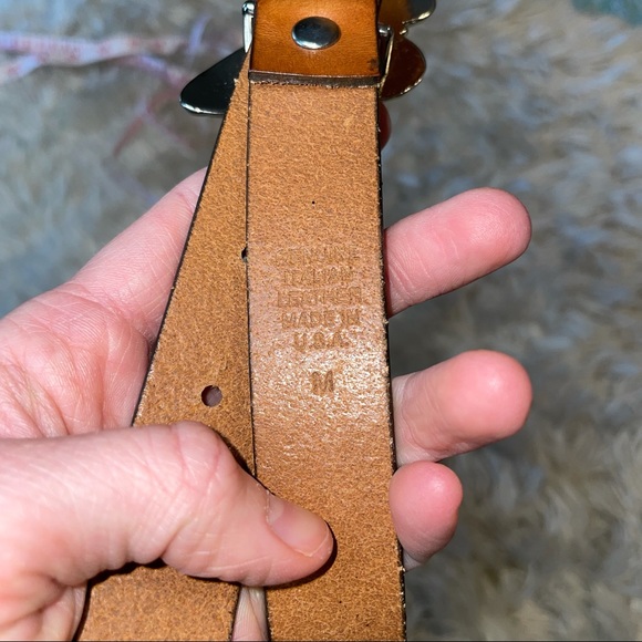 90s Style Purple Yellow Butterfly Belt Italian Leather - Picture 8 of 11